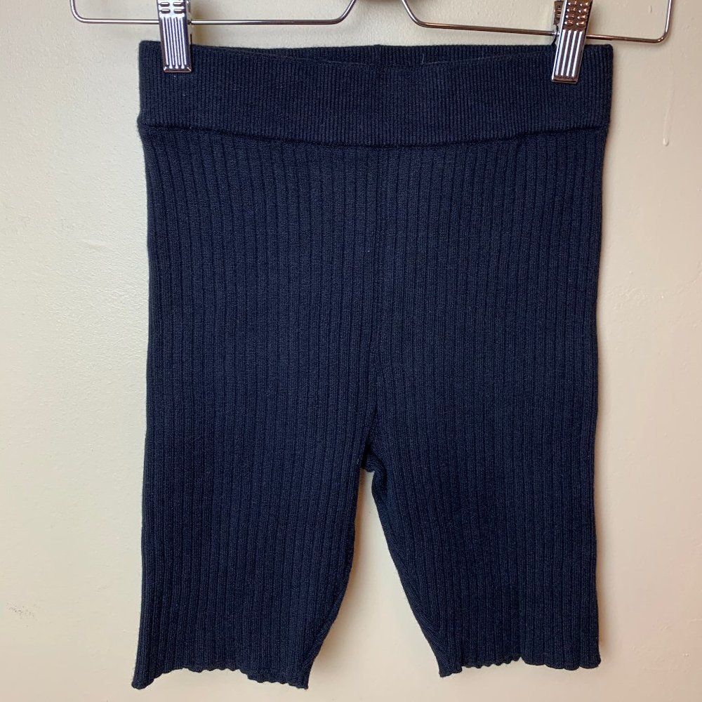 Black Knit Biker Shorts